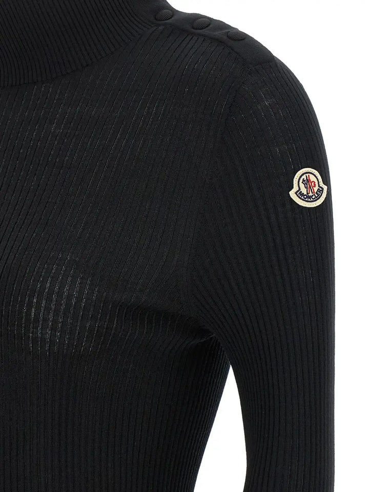 Moncler Black Virgin Wool Cardigan