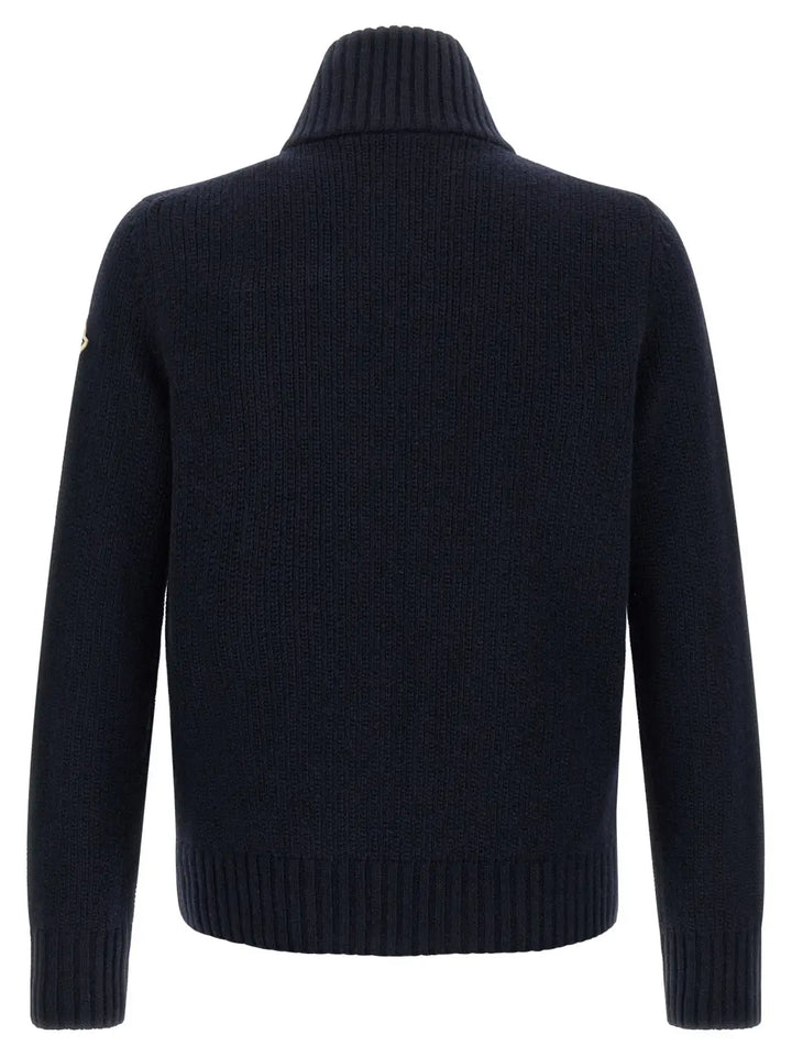 Moncler Blue Virgin Wool Cardigan
