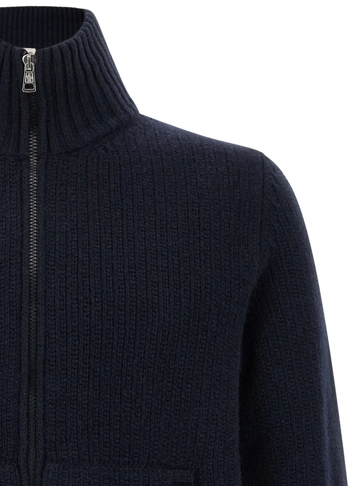 Moncler Blue Virgin Wool Cardigan