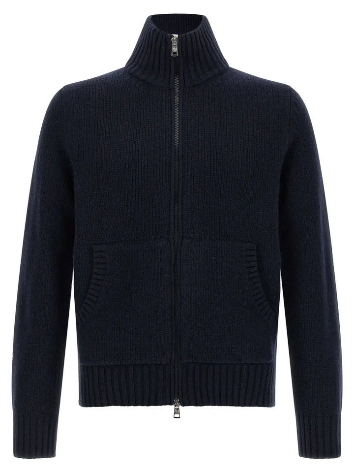 Moncler Blue Virgin Wool Cardigan