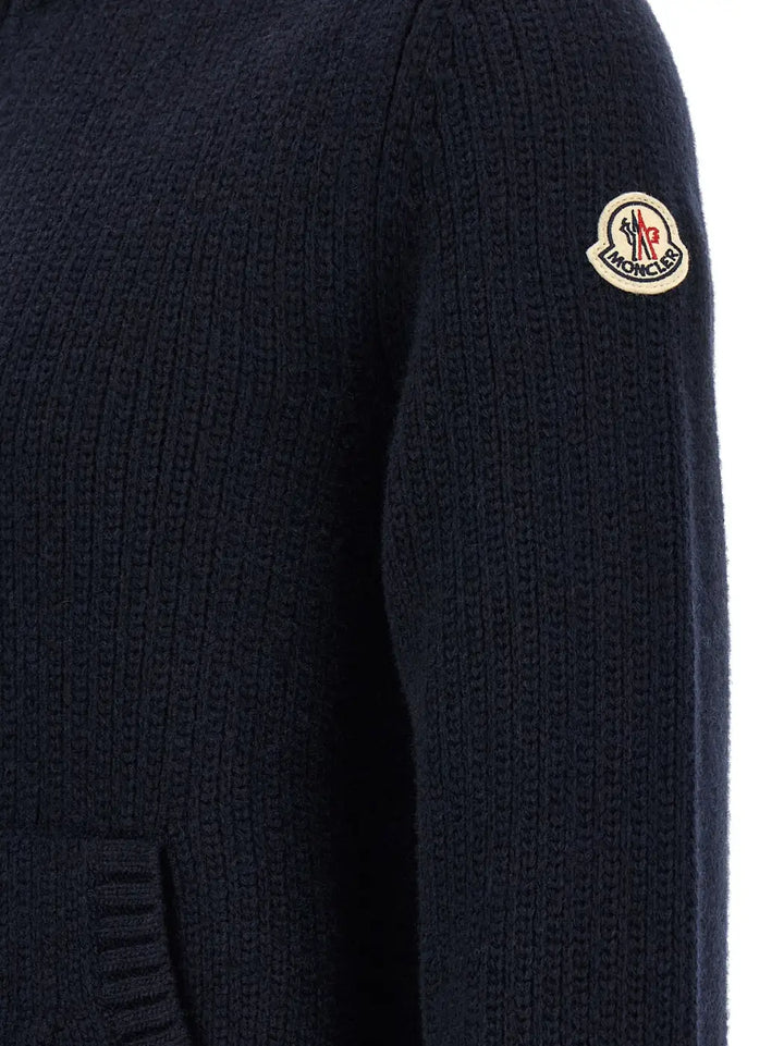 Moncler Blue Virgin Wool Cardigan