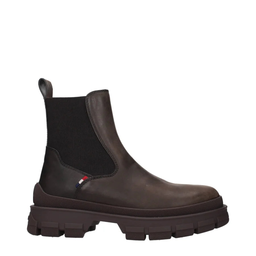 Moncler Brown Leather Ankle Boots