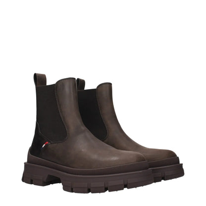 Moncler Brown Leather Ankle Boots
