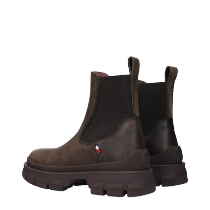 Moncler Brown Leather Ankle Boots