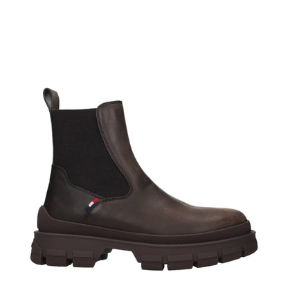 Moncler Brown Leather Ankle Boots
