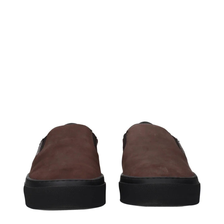 Moncler Brown Leather Slip-On Loafers