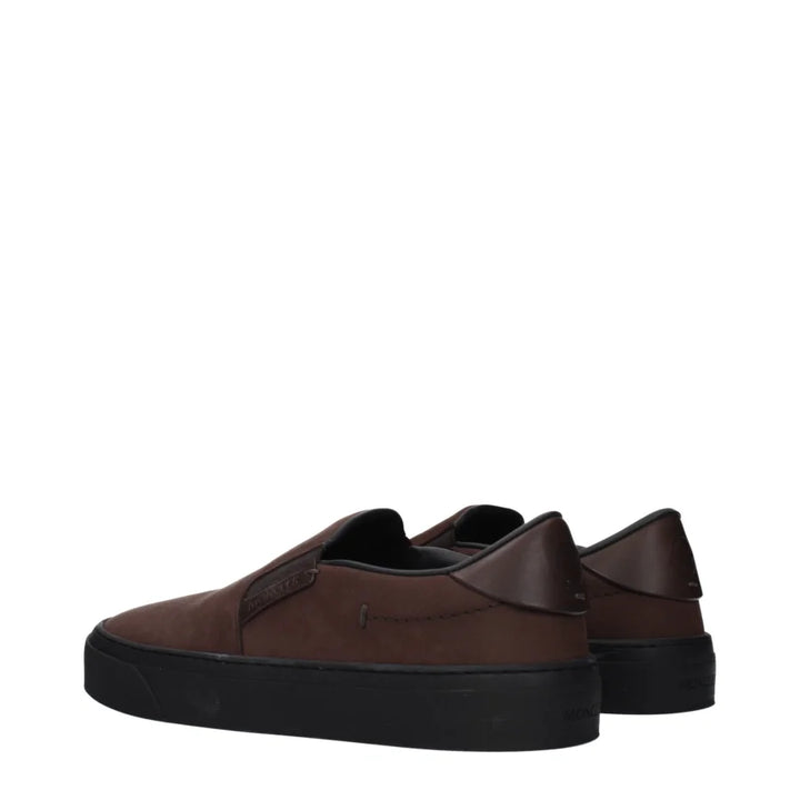 Moncler Brown Leather Slip-On Loafers