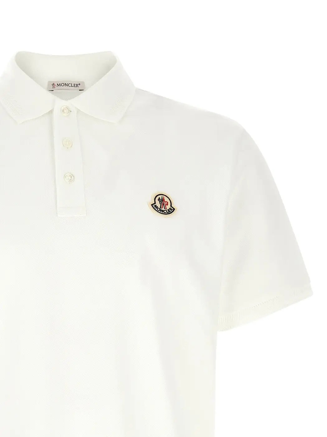 Moncler White Cotton Polo Shirt
