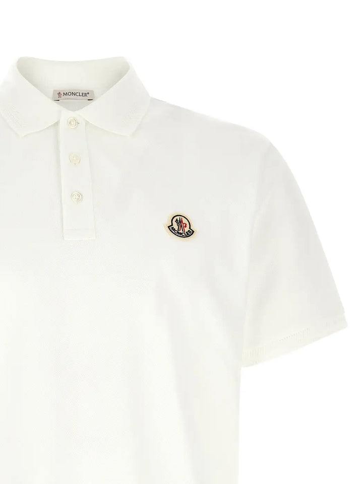 Moncler White Cotton Polo Shirt