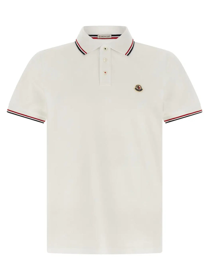 Moncler White Cotton Polo Shirt