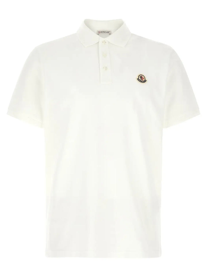 Moncler White Cotton Polo Shirt