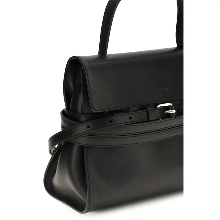 Moschino Black Calf Leather Bos Taurus Shoulder Bag