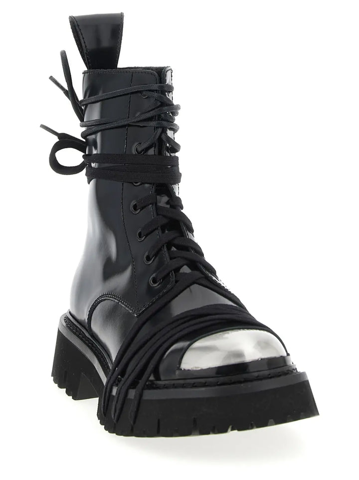 Moschino Black Calfskin Lace-up Boots