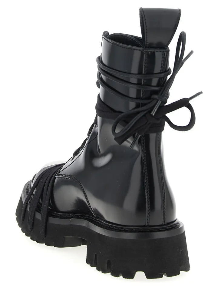 Moschino Black Calfskin Lace-up Boots