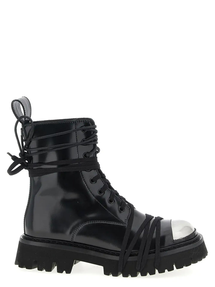 Moschino Black Calfskin Lace-up Boots