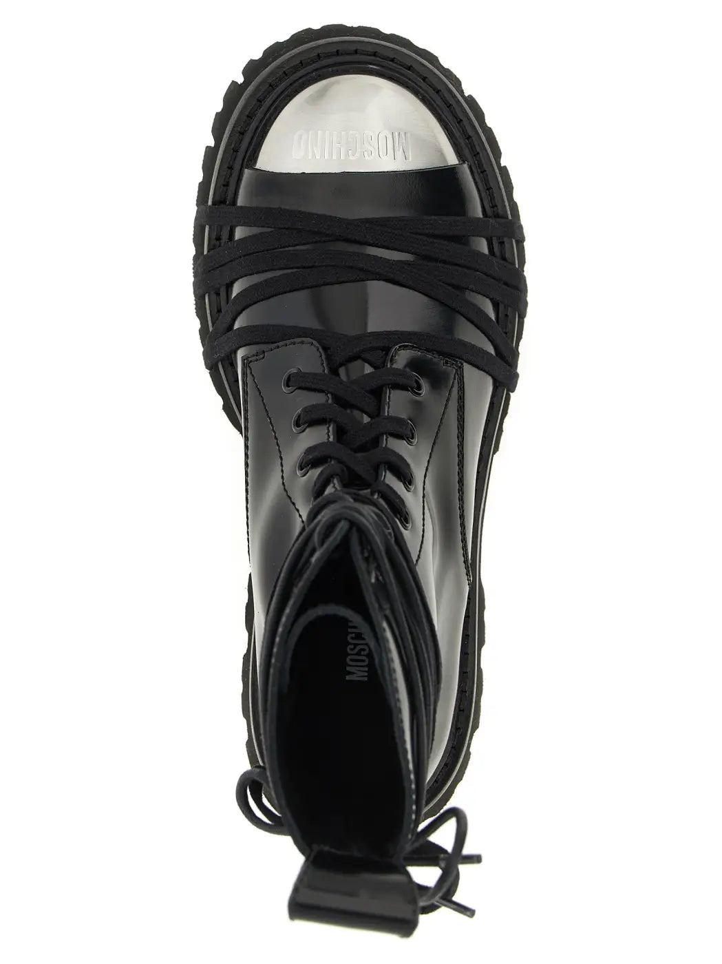 Moschino Black Calfskin Lace-up Boots