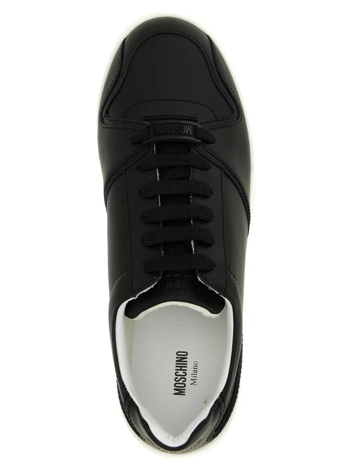 Moschino Black Leather Low Top Sneakers