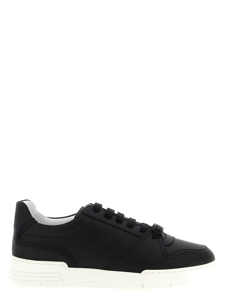 Moschino Black Leather Low Top Sneakers
