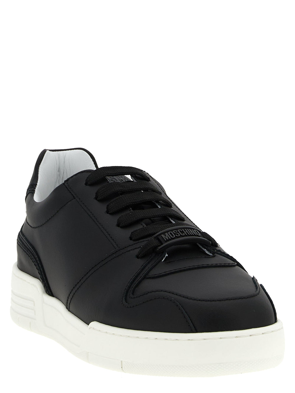 Moschino Black Leather Low Top Sneakers