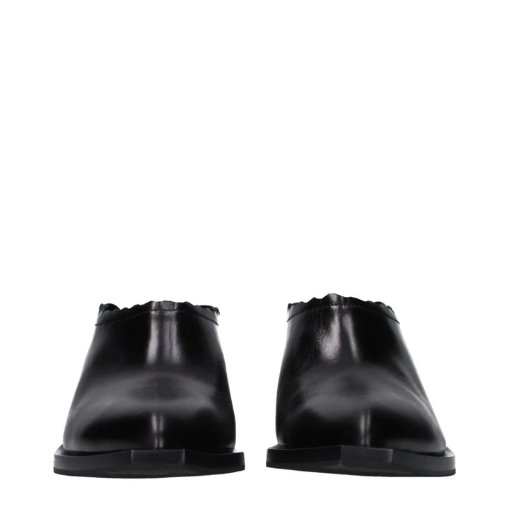 Moschino Black Leather Mules