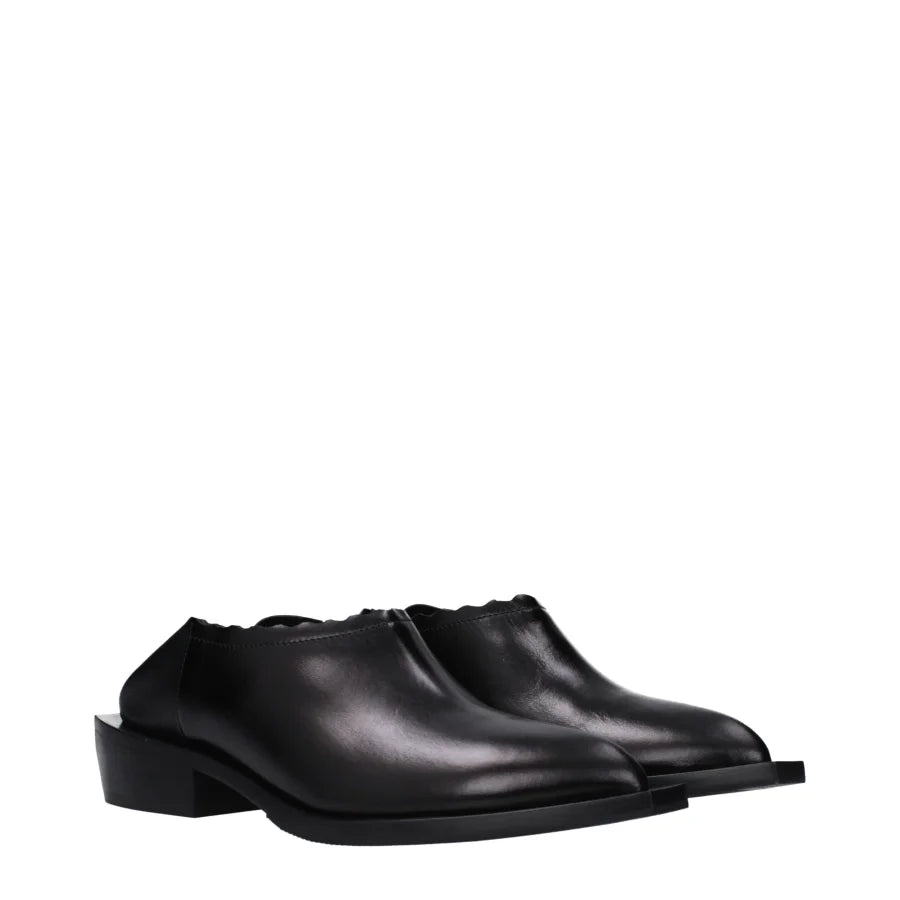 Moschino Black Leather Mules