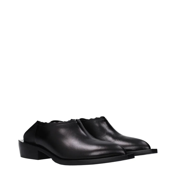 Moschino Black Leather Mules