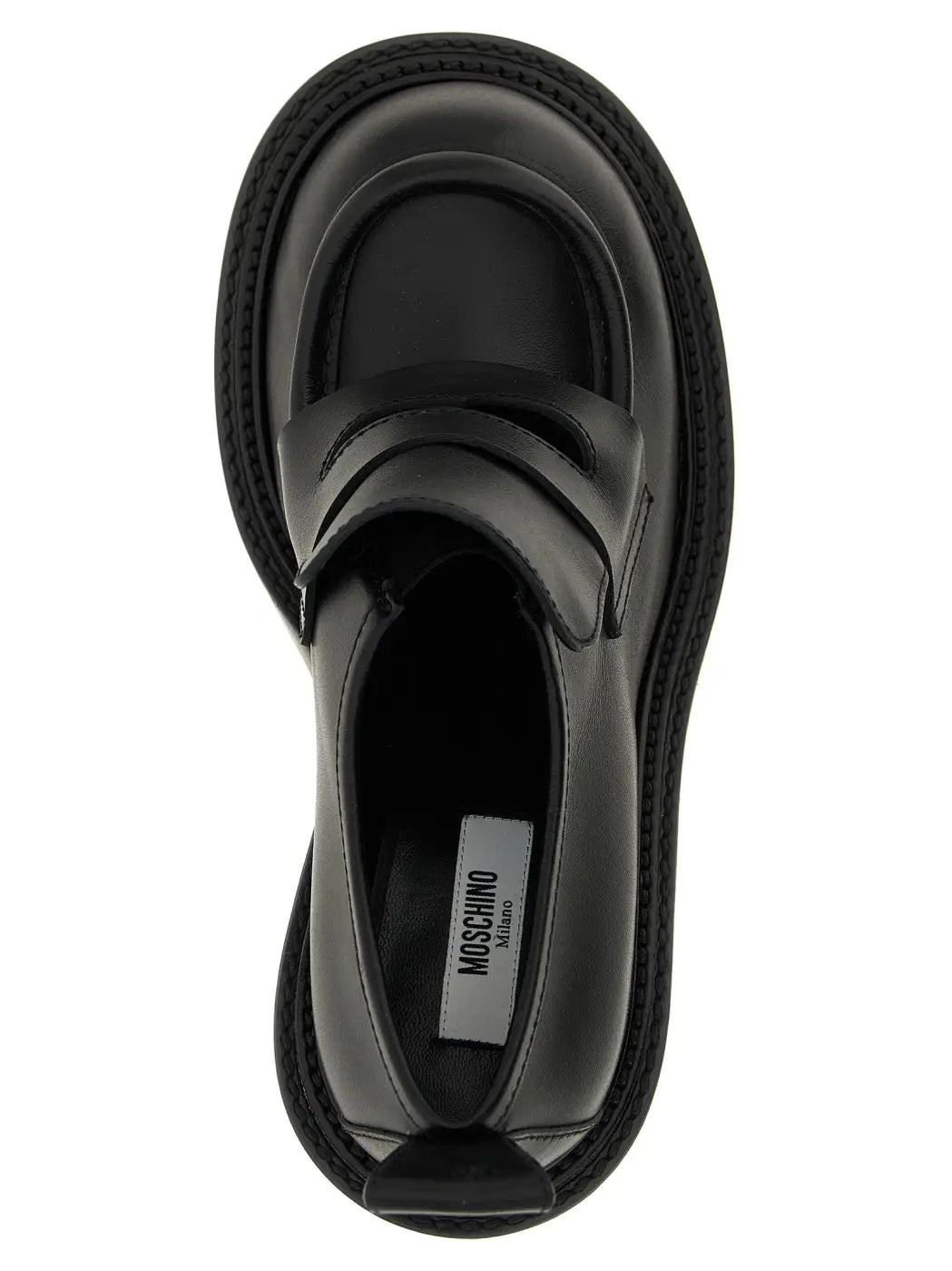Moschino Black Leather Platform Loafers