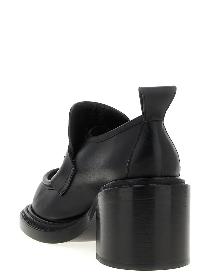 Moschino Black Leather Platform Loafers