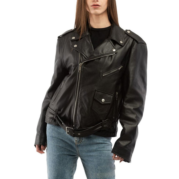 Moschino - Black Polyester Leather Jacket