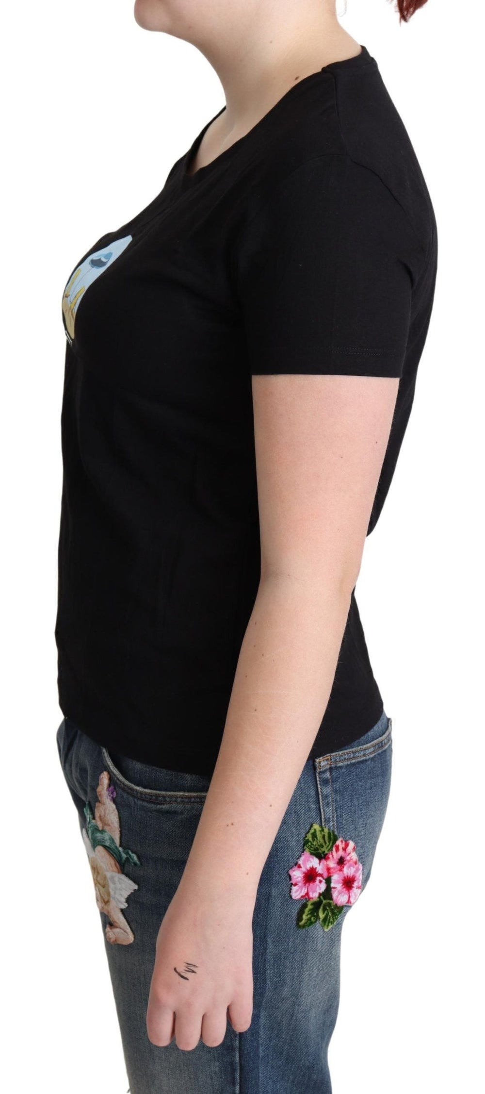 Moschino - Black Printed Cotton Short Sleeves T-shirt