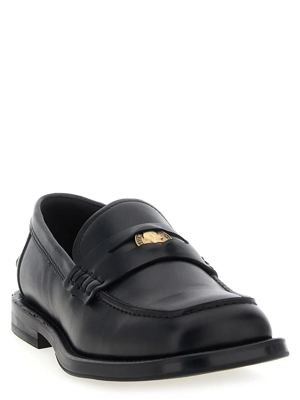 Moschino Black Velvet Leather Slip-on Loafers