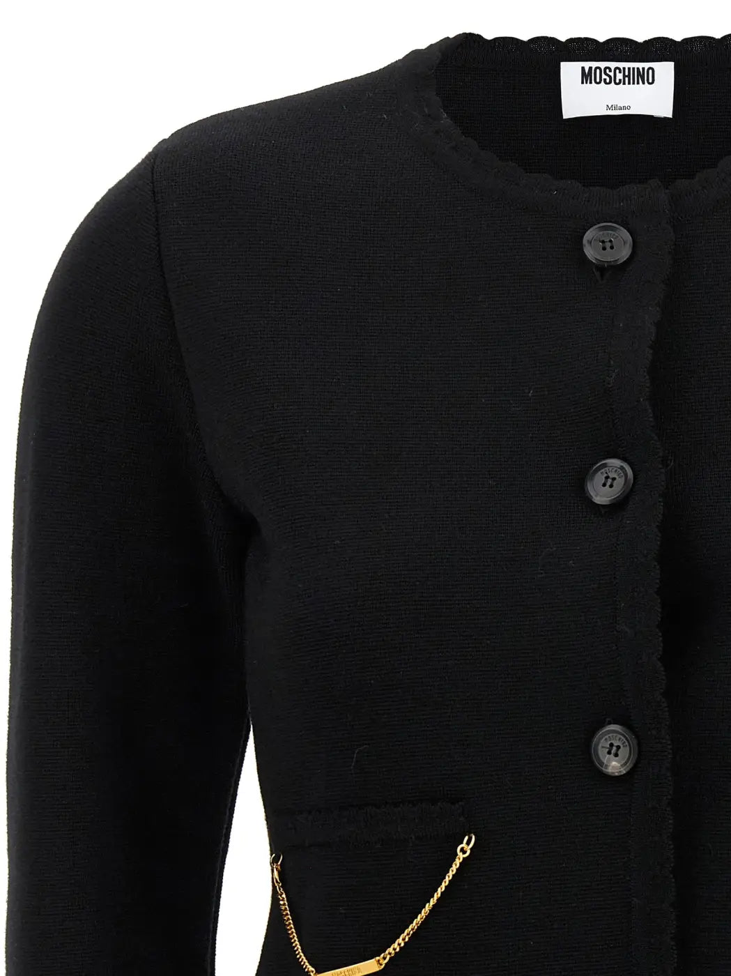 Moschino Black Virgin Wool Cardigan