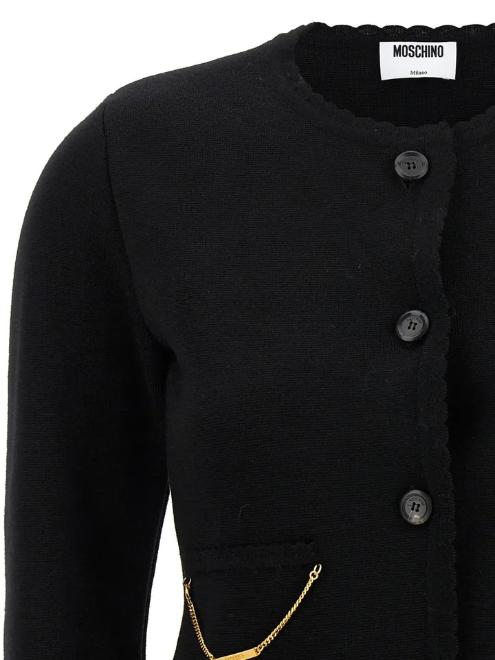 Moschino Black Virgin Wool Cardigan