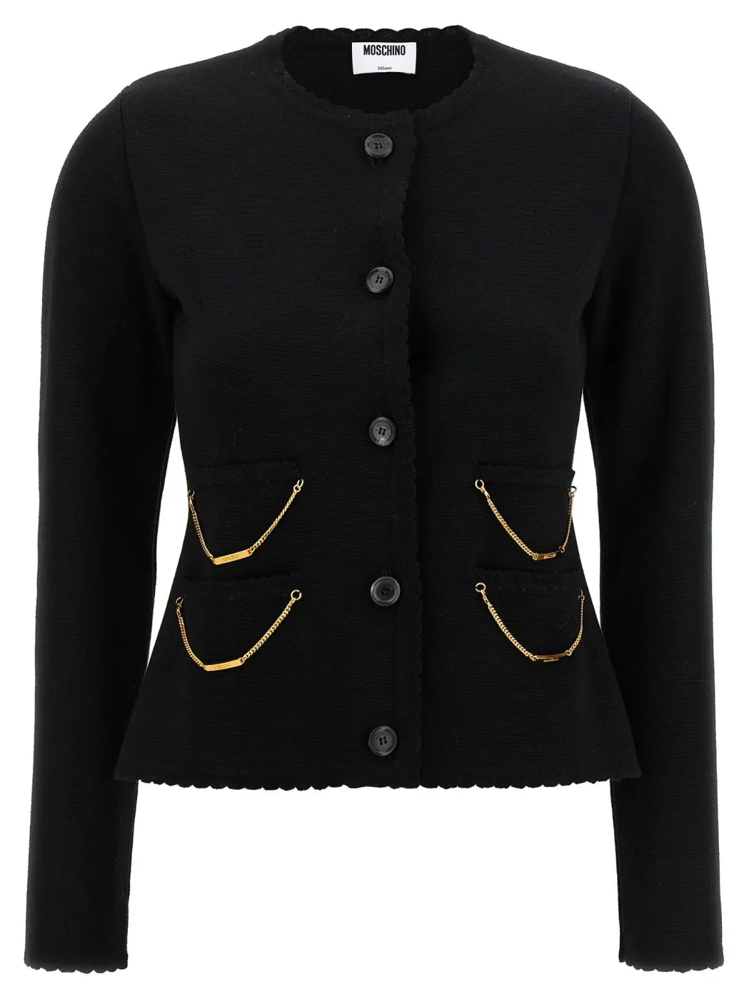 Moschino Black Virgin Wool Cardigan