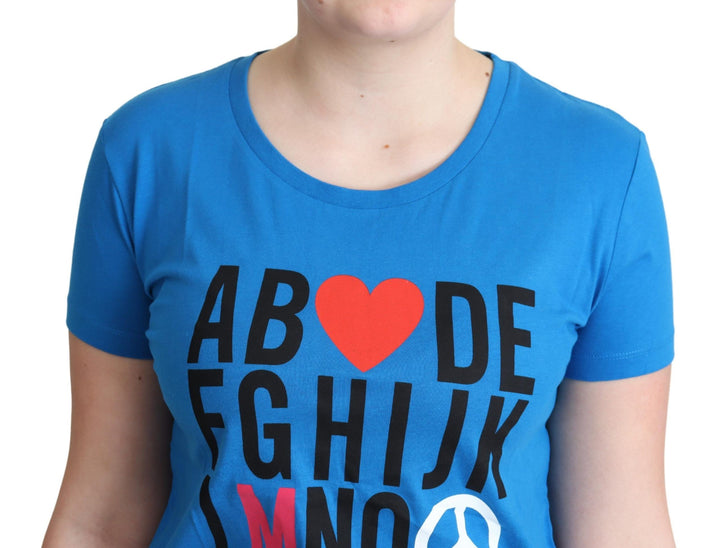 Moschino - Blue Cotton Alphabet Letter Print Tops