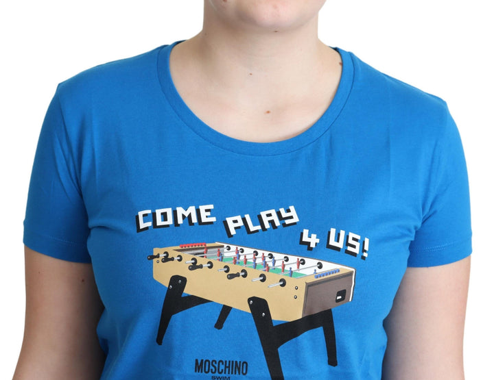 Moschino - Blue Cotton Come Play 4 Us Print T-shirt