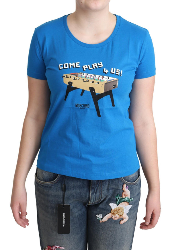Moschino - Blue Cotton Come Play 4 Us Print T-shirt