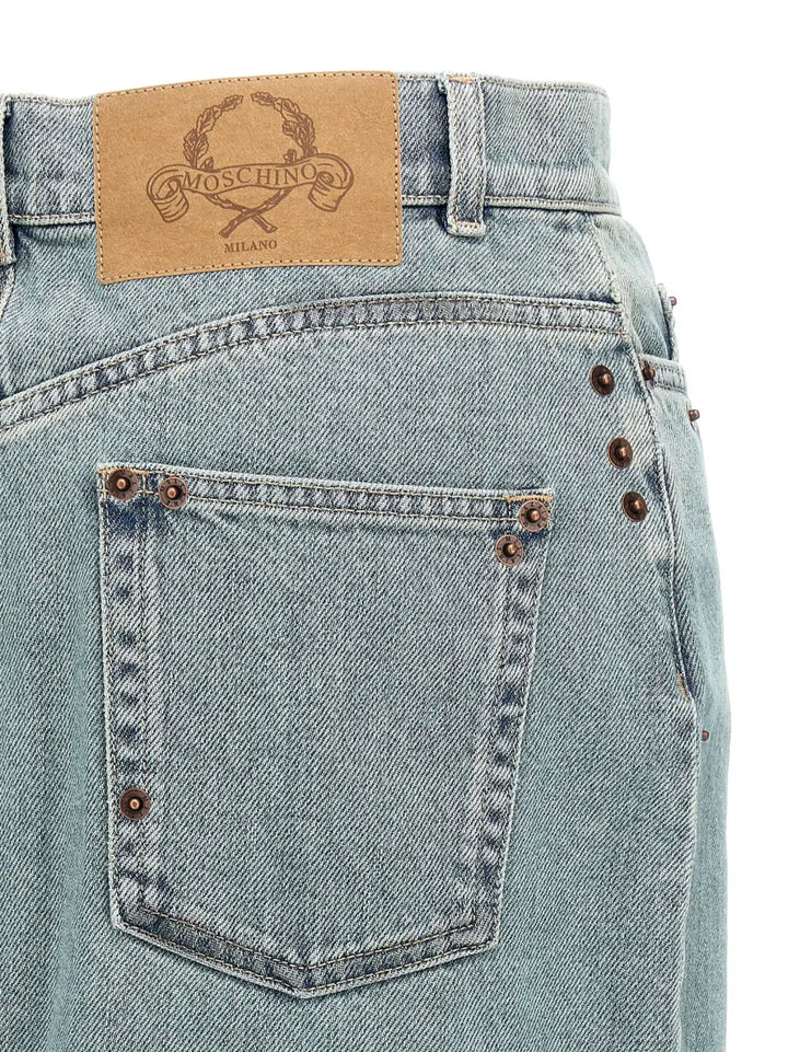 Moschino Blue Cotton Midi Skirt