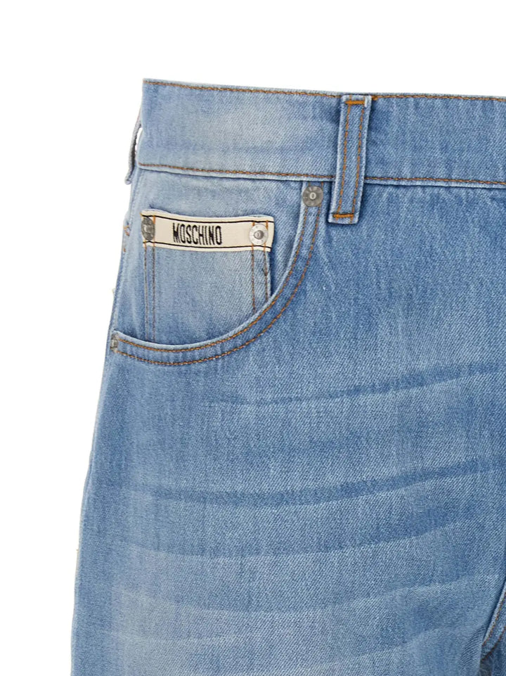Moschino Blue Cotton Straight-leg Jeans