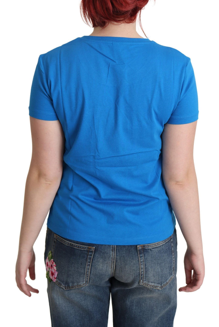 Moschino - Blue Printed Cotton Short Sleeves Tops T-shirt
