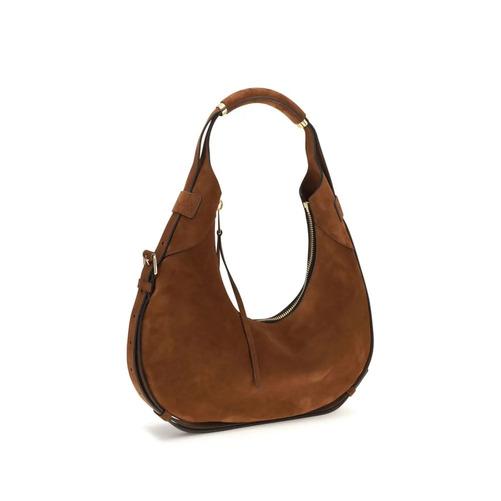 Moschino Brown Suede Leather Shoulder Bag