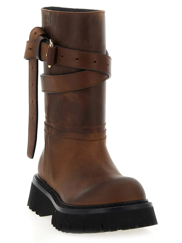 Moschino Brown Velvet Leather Over the Knee