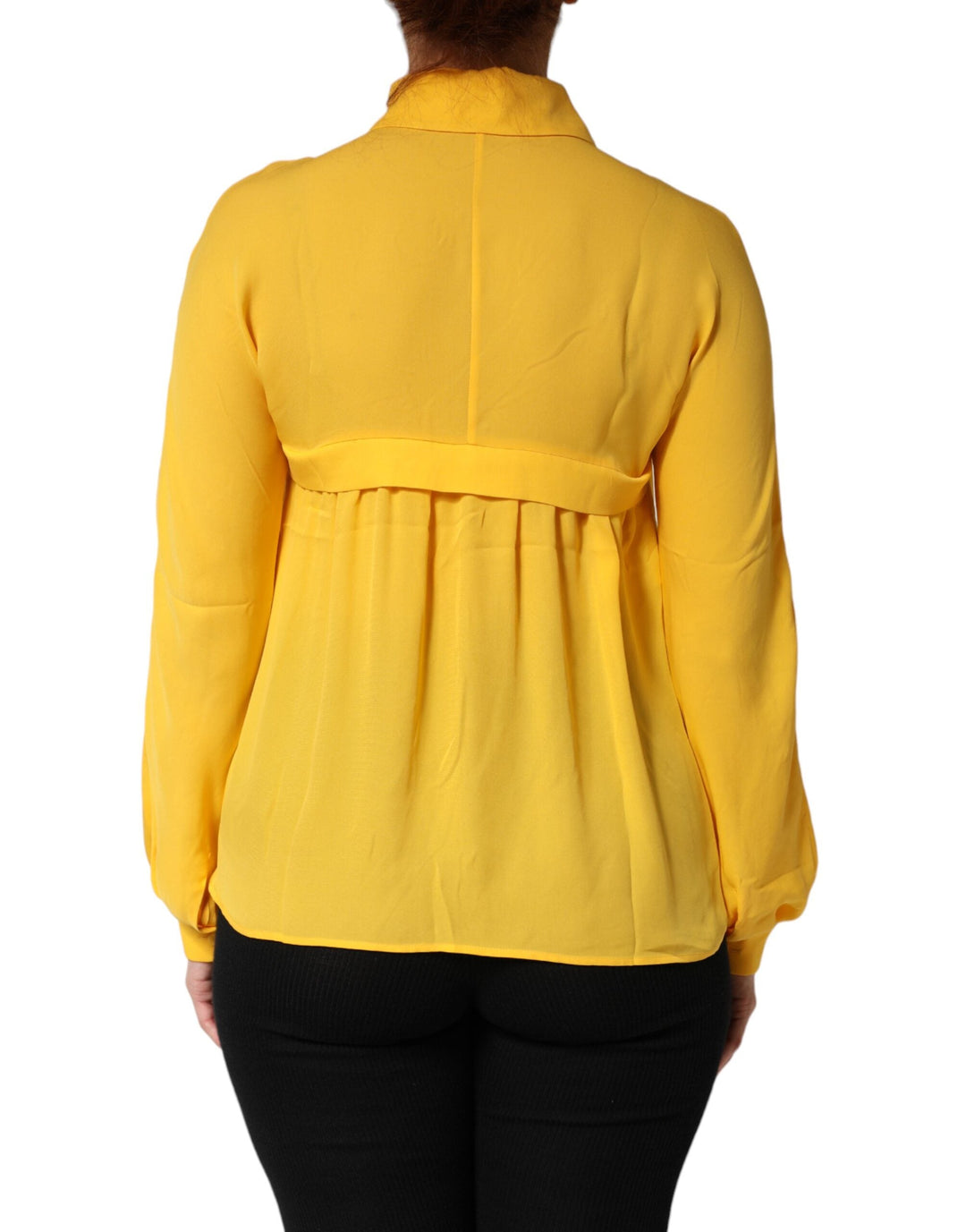Moschino Couture Blouses - Women’s Yellow Silk Collared Long Sleeves Top