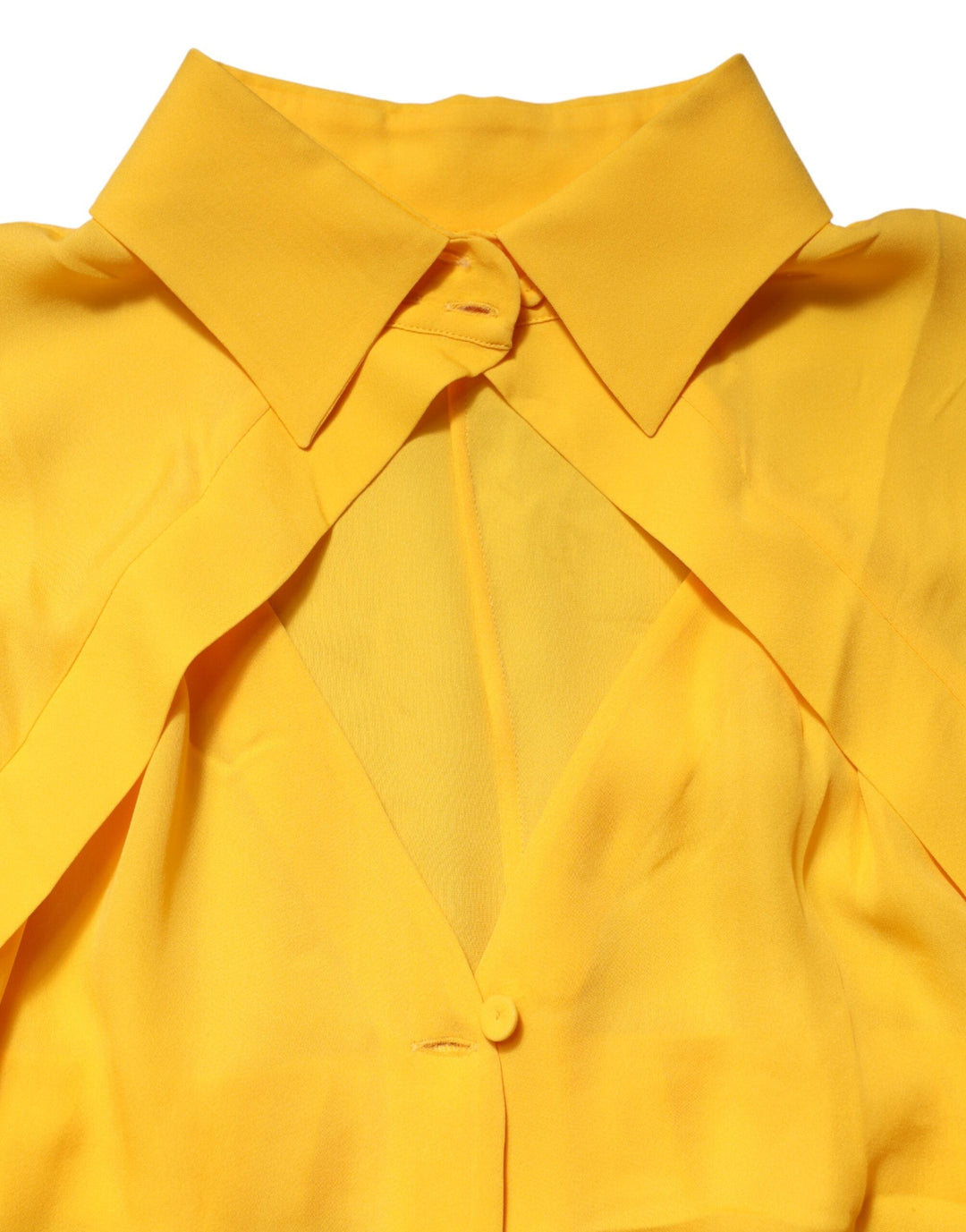 Moschino Couture Blouses - Women’s Yellow Silk Collared Long Sleeves Top