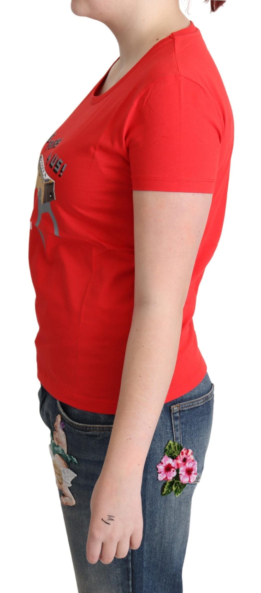 Moschino - Red Cotton Come Play 4 Us Print Tops Blouse T-shirt