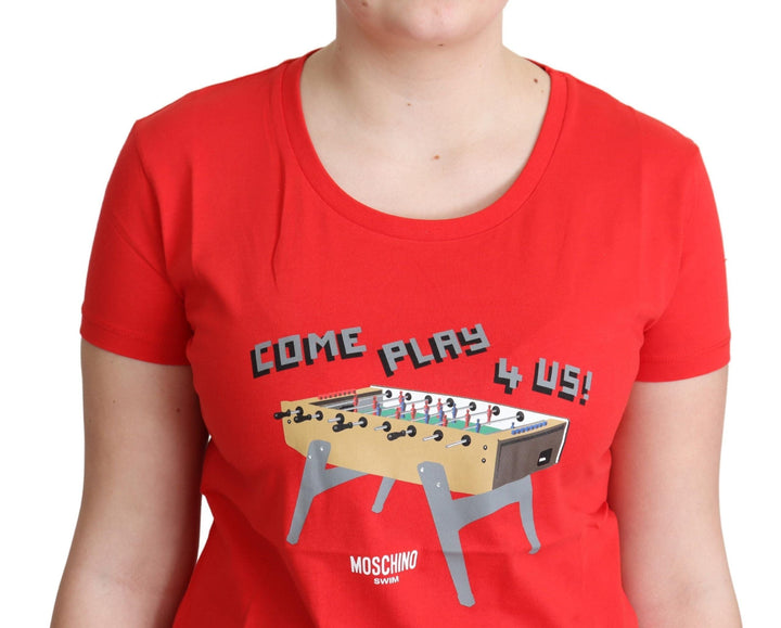 Moschino - Red Cotton Come Play 4 Us Print Tops Blouse T-shirt