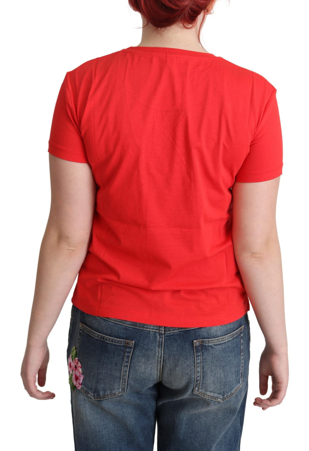 Moschino - Red Cotton Swim Graphic Triangle Print T-shirt