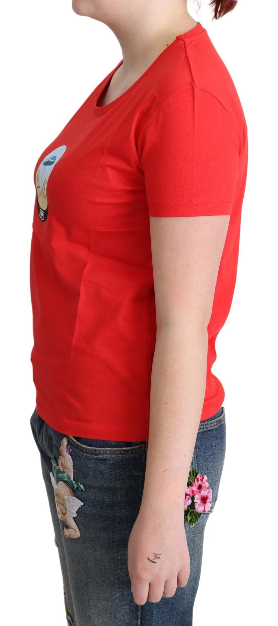 Moschino - Red Printed Cotton Short Sleeves Tops Blouse T-shirt