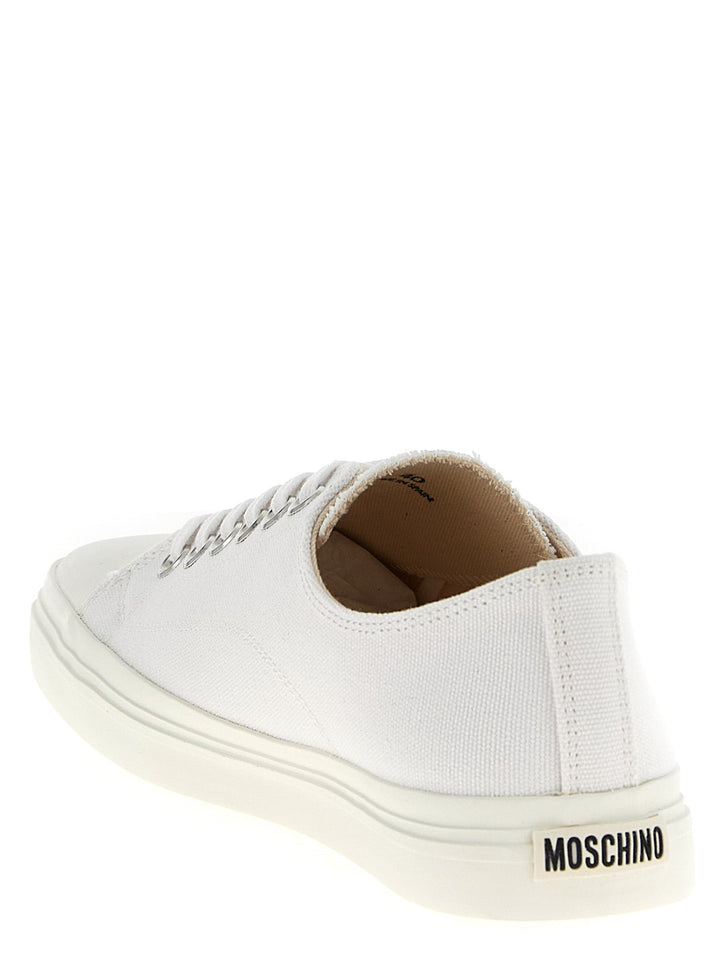 Moschino White Cotton Low Top Sneakers