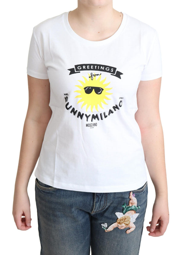 Moschino - White Cotton Sunny Milano Print T-shirt